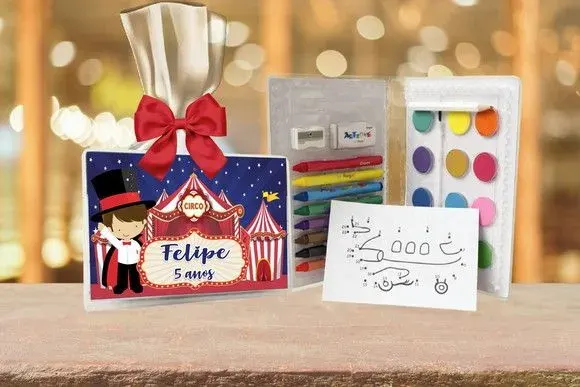 Estojo de Pintura Circo Personalizado - artesanato de Artmanha Lembrancinhas