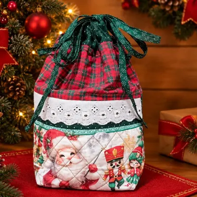 Porta panetone tecido de algodão vom estampas natalinas
