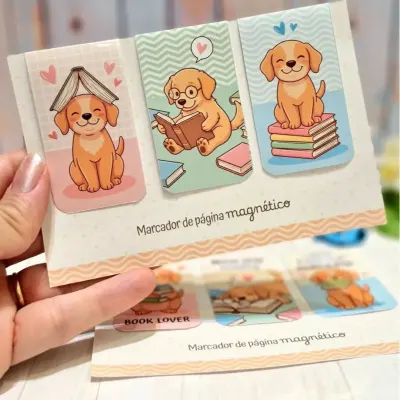 Marcador de Página Magnético Kit Com 03 - Cachorrinhos Fofos 2 - artesanato de Emejhu Personalizados