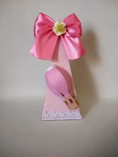 Caixa Balão de ar quente rosa - artesanato de Fina Essência Papelaria Personalizada