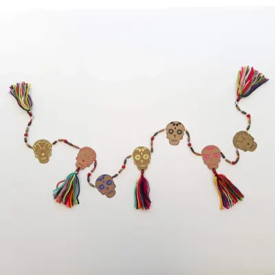 Cordão Caveiras Mexicanas Duplo - artesanato de Estudio Bananeira