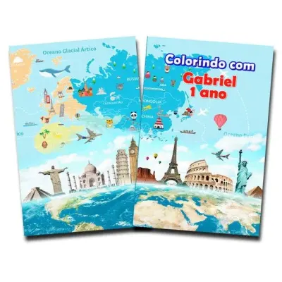 Revista Colorir Lembrancinha Volta ao Mundo Aviador 14x10 - artesanato de PAPCRIE