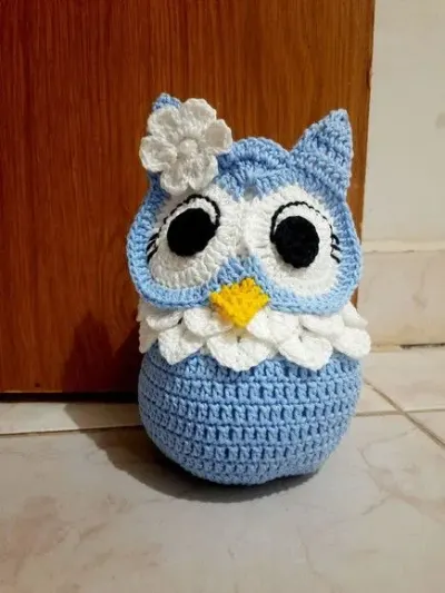 Peso de Porta Coruja de Crochê - artesanato de Graça Carvalho Crochê
