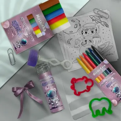 Kit Massinha Infantil Astronauta Personalizado - artesanato de Mi Papelaria Criativa