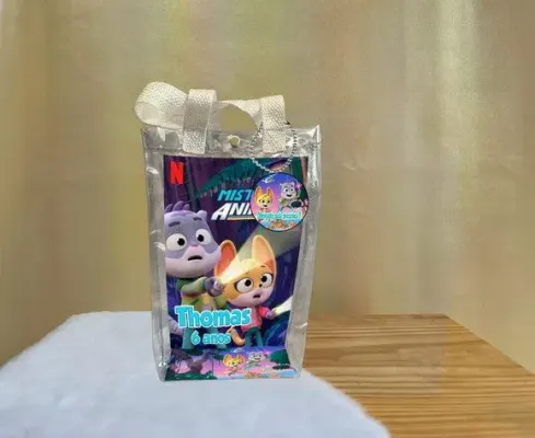 Sacola Transparente Misterios Animais Personalizado - artesanato de Artmanha Lembrancinhas