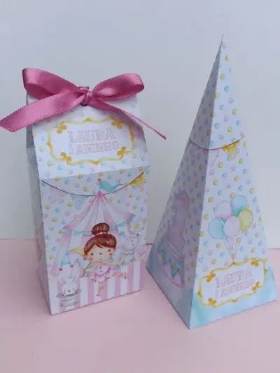 Caixas Circo Rosa Aquarelado Milk ou Pirâmide - artesanato de PAPCRIE