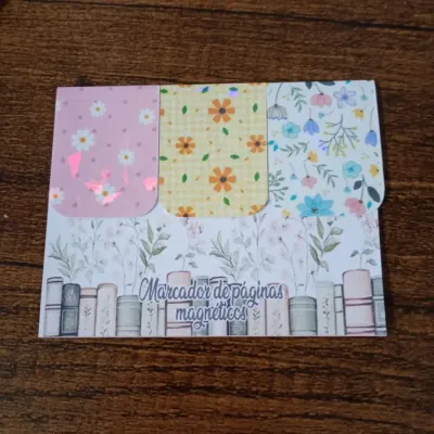 Marcador de Página Magnético Trio 1 - "Florzinhas" - artesanato de Emejhu Personalizados