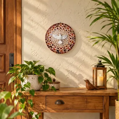 Mandala Divino Espírito Santo em Mosaico - modelo 4 - artesanato de Crismosaico & madeiras
