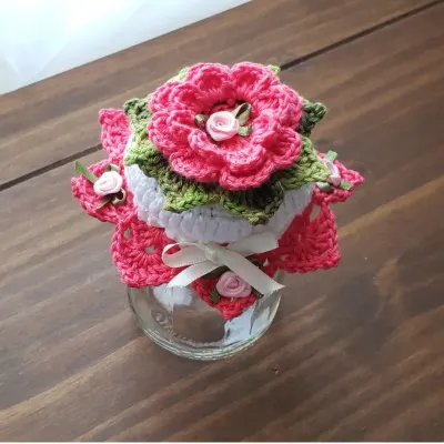 Capas para Tampa Pote 500 Grs em Crochê Tulipa (unid.) - artesanato de Mari Crochê feito com carinho!