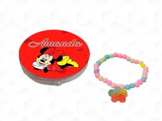 Latinha com Pulseira Minnie Vermelha Personalizada - artesanato de creativitybynina