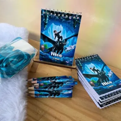 Bloquinho Como Treinar o Seu Dragão Personalizado - artesanato de Artmanha Lembrancinhas
