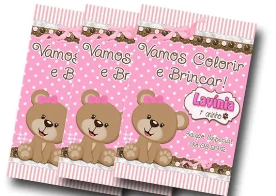 Revista Ursa marrom e rosa 14x10 - artesanato de PAPCRIE