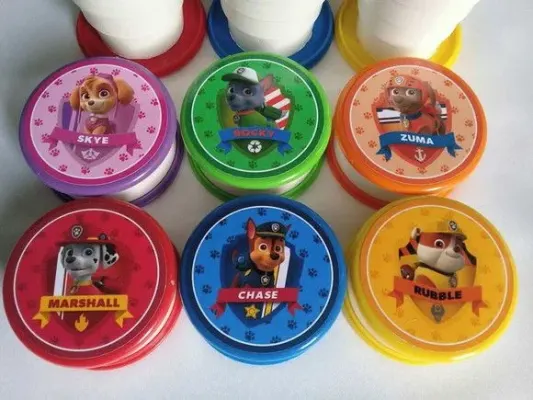 Copo Retrátil Patrulha Canina - Modelo 3 brasão - 10 unidades - artesanato de Criativos Artes  e Festas