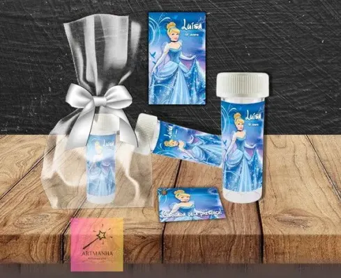 Bolha de Sabão Cinderela Personalizada - artesanato de Artmanha Lembrancinhas