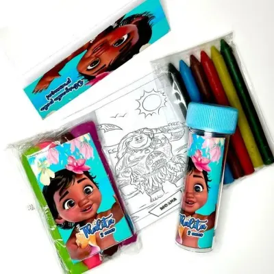 Kit Massinha + Giz + Bolha Moana Personalizado - artesanato de Mi Papelaria Criativa