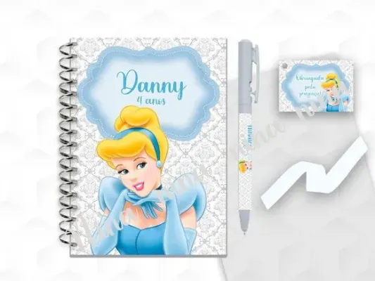 Bloquinho Grande com Caneta Cinderela Personalizada - artesanato de creativitybynina