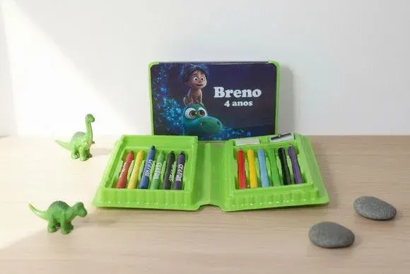 Estojinho de Pintura - Dinossauro Personalizado - artesanato de Mi Papelaria Criativa