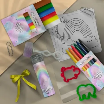 Kit Massinha Infantil Arco Íris Personalizado - artesanato de Mi Papelaria Criativa