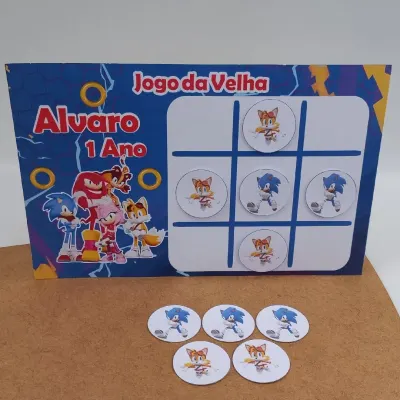 lembrancinha jogo da velha personalizado tema Sonic