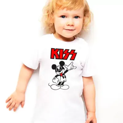 Camiseta camisa infantil Kiss Mickey estampa exclusiva