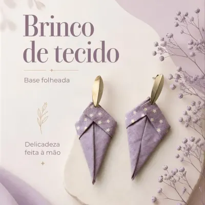 Brincos de tecido 1 - artesanato de Djulik
