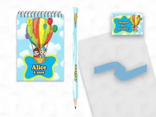 Bloquinho com Lápis Lucas Neto e Gigi Personalizado - artesanato de creativitybynina