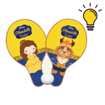Raquete Ping Pong - Bela e a Fera Cute - artesanato de Mi Papelaria Criativa