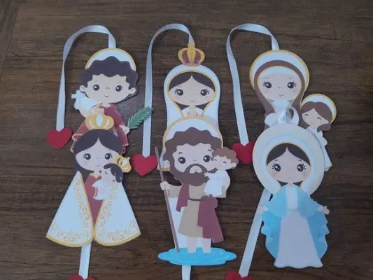 Marcador de Página 10 cm - Santinhos Sortidos - artesanato de Emejhu Personalizados