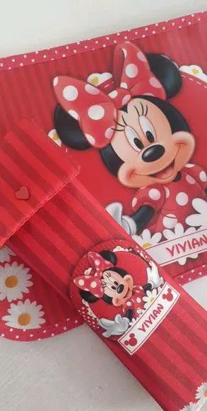 Jogo americano e porta talher Minnie Vermelha - artesanato de Innovare Studio