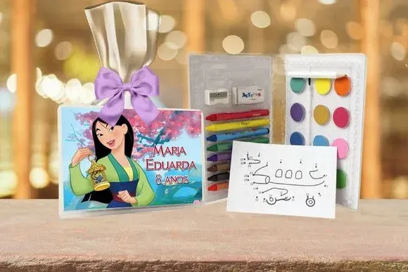 Estojo de Pintura Mulan Personalizado - artesanato de Artmanha Lembrancinhas