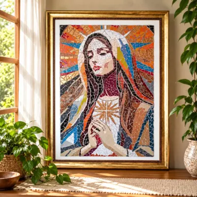 Nossa Senhora em Mosaico - artesanato de Crismosaico & madeiras