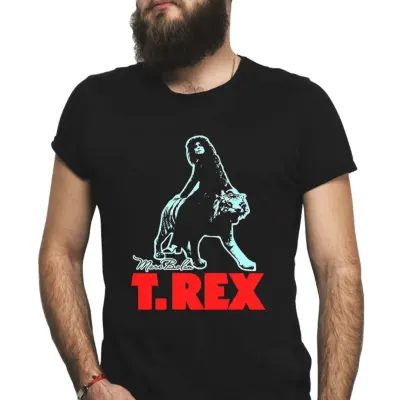 Camiseta camisa T Rex, banda glan rock, clássico, estampa exclusiva, tamanhos unisex - artesanato de Lado B Rock Camisetas
