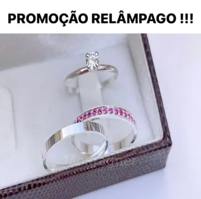 Alianças de Namoro Prata 950 2mm + Anel Solitário - artesanato de TM JOIAS