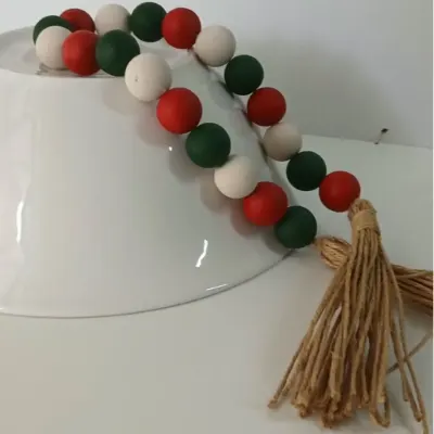 Mini Colar de Mesa Natal - 20 contas - artesanato de Flor Seca Casa e Ambiente