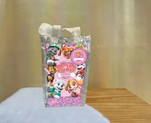 Sacola Transparente Patrulha Canina Personalizado - artesanato de Artmanha Lembrancinhas