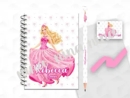 Bloquinho G+lapis Barbie Personalizado - artesanato de creativitybynina