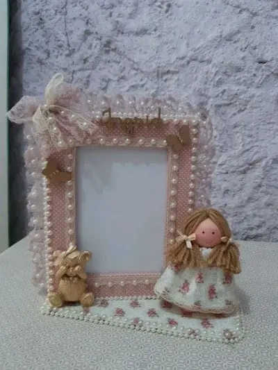 porta retrato decorado - artesanato de Ateliê cantinho do bebê