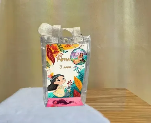 Sacola Transparente Pocahontas Personalizado - artesanato de Artmanha Lembrancinhas