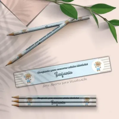 Lápis - Ursinho Personalizado - artesanato de Mi Papelaria Criativa