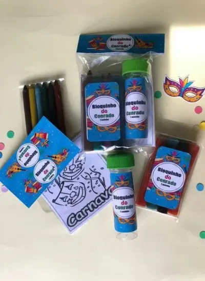 Kit Massinha + Giz + Bolha - Carnaval Personalizado - artesanato de Mi Papelaria Criativa