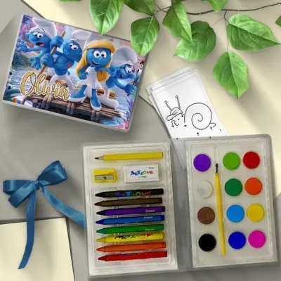 Estojo de Pintura 24pç - Smurf Personalizado - artesanato de Mi Papelaria Criativa