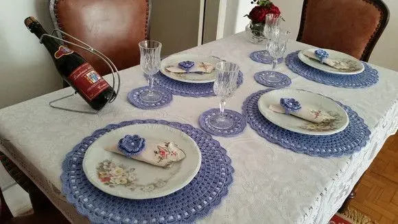Kit Souplast Reno Azul em Crochê 12 Peças - artesanato de Mari Crochê feito com carinho!