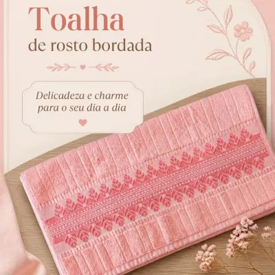 Toalha de rosto bordada 6 - artesanato de Djulik