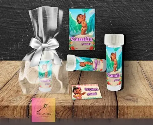 Bolha de Sabão Moana Baby Personalizada - artesanato de Artmanha Lembrancinhas