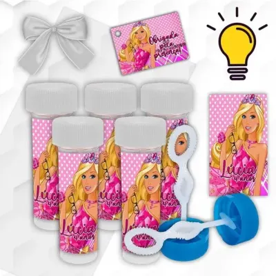 Bolinha de Sabão Barbie Personalizada - artesanato de Mi Papelaria Criativa