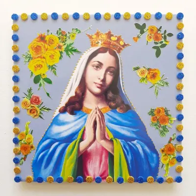 Quadrinho de Azulejo Nossa Senhora da Guia - artesanato de Estudio Bananeira