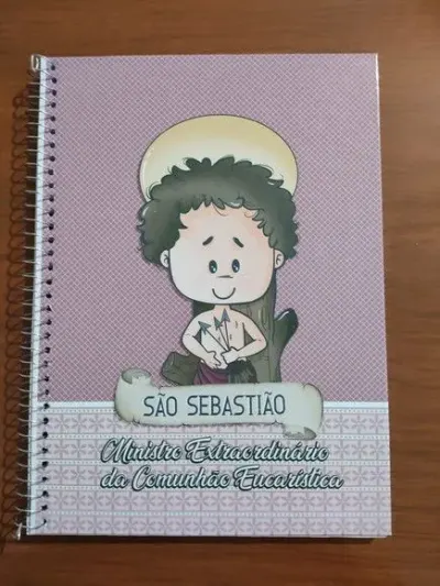 Caderno Capa Dura Grande Espiral 80fls - São Sebastião - artesanato de Emejhu Personalizados