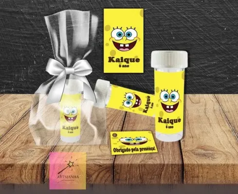 Bolha de Sabão Bob Esponja Personalizada - artesanato de Artmanha Lembrancinhas