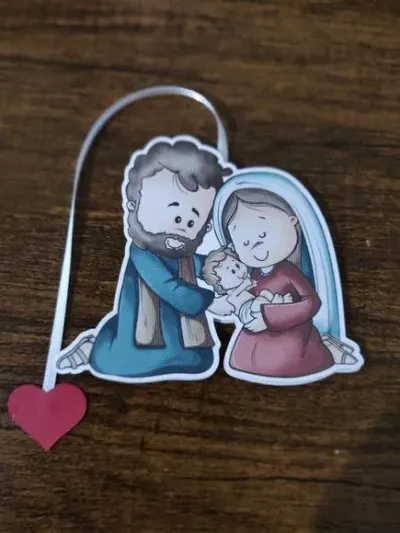 Marcador de Página 08 cm - Sagrada Família Joelhos T - artesanato de Emejhu Personalizados