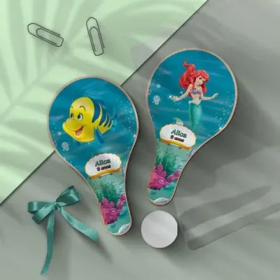 Raquete Ping Pong - Pequena Sereia Personalizada - artesanato de Mi Papelaria Criativa